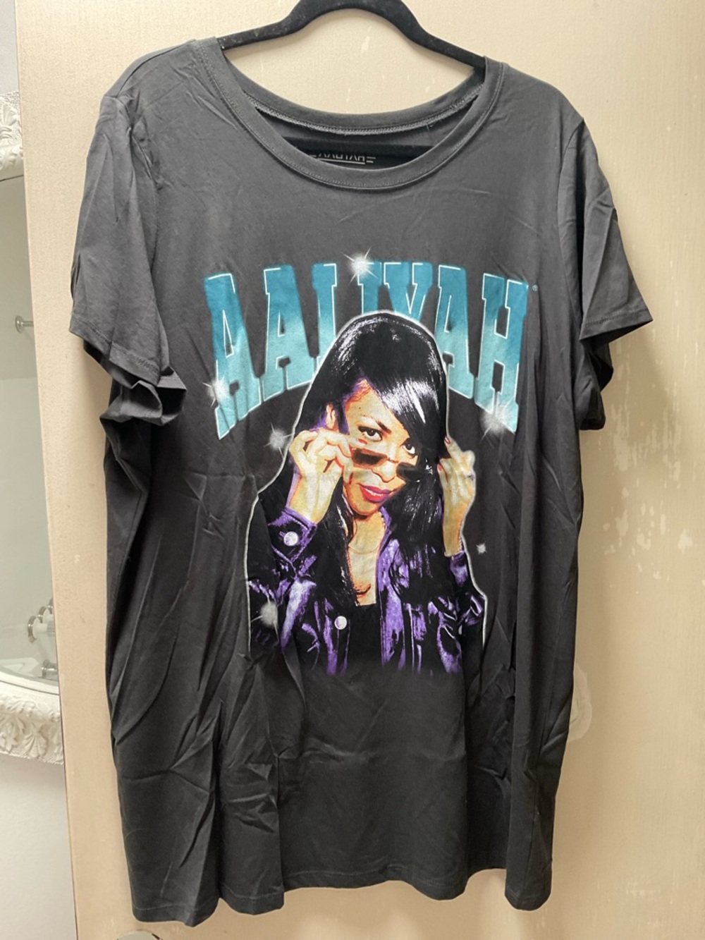 torrid Black Aaliyah Graphic Tee with Teal Lettering